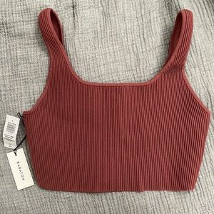 Babaton Sculpt Knit Cropped Top in Sundried Red Rouge Seche Au Soleil